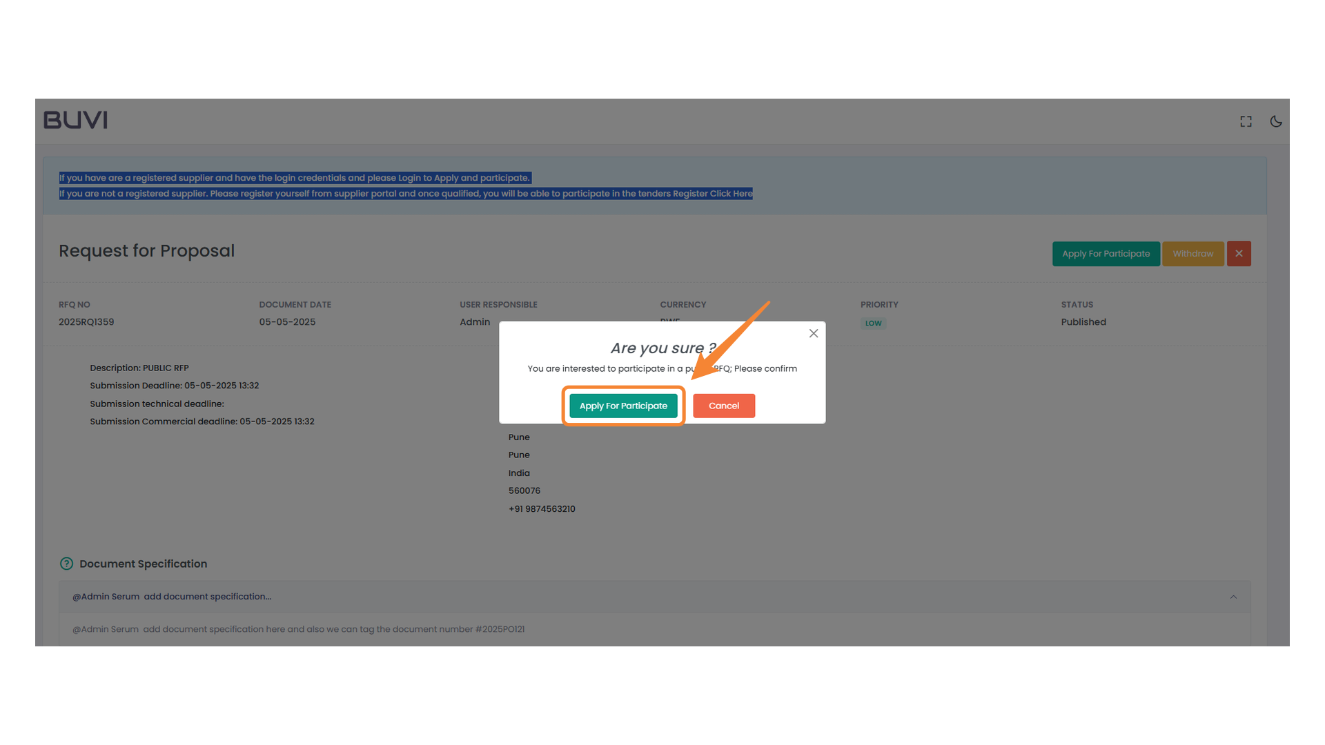 Confirmation Prompt for Participation