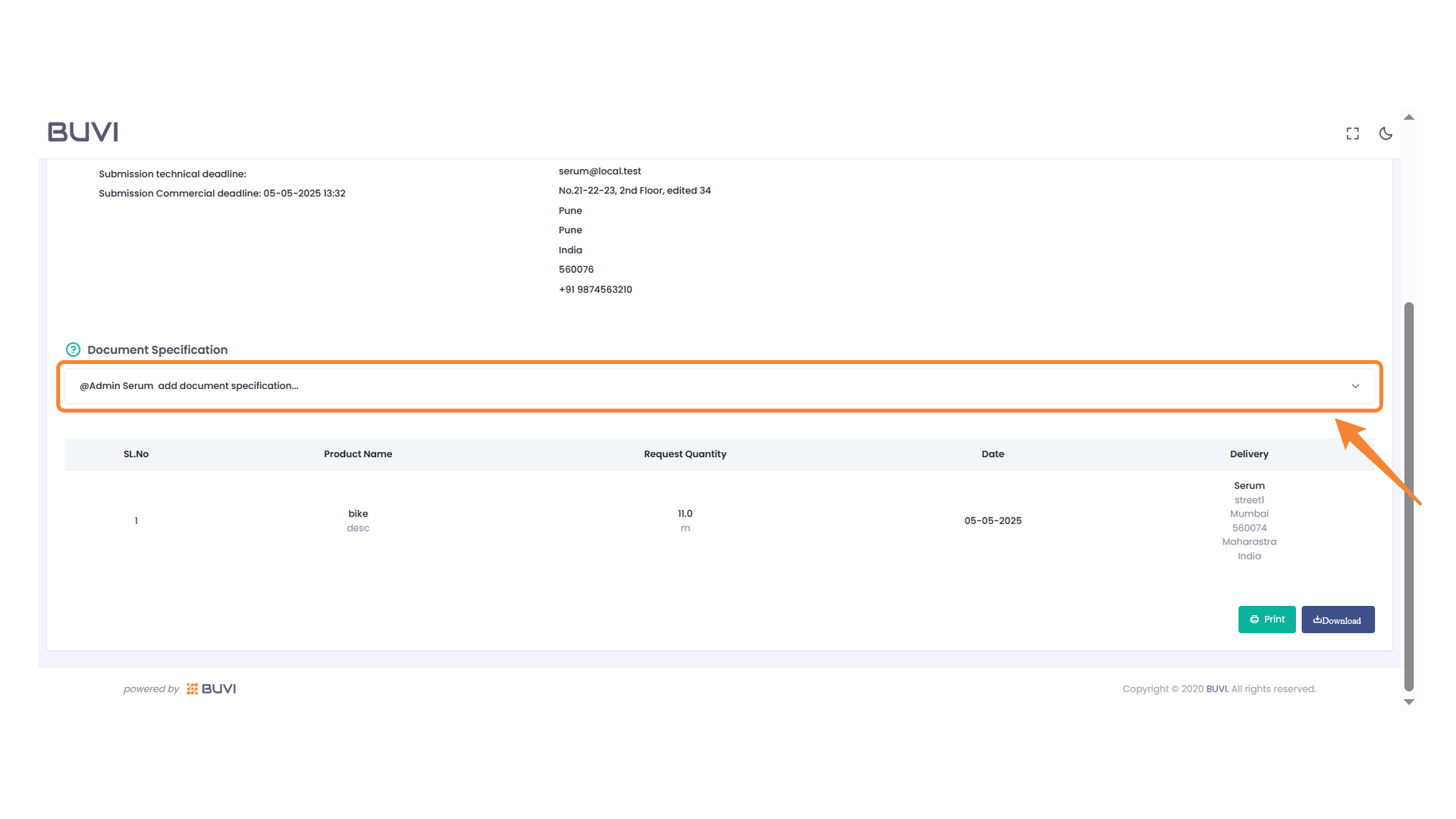 Document Specification Section