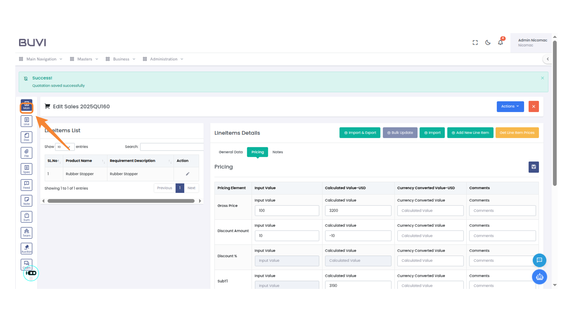 Navigate to Main Section