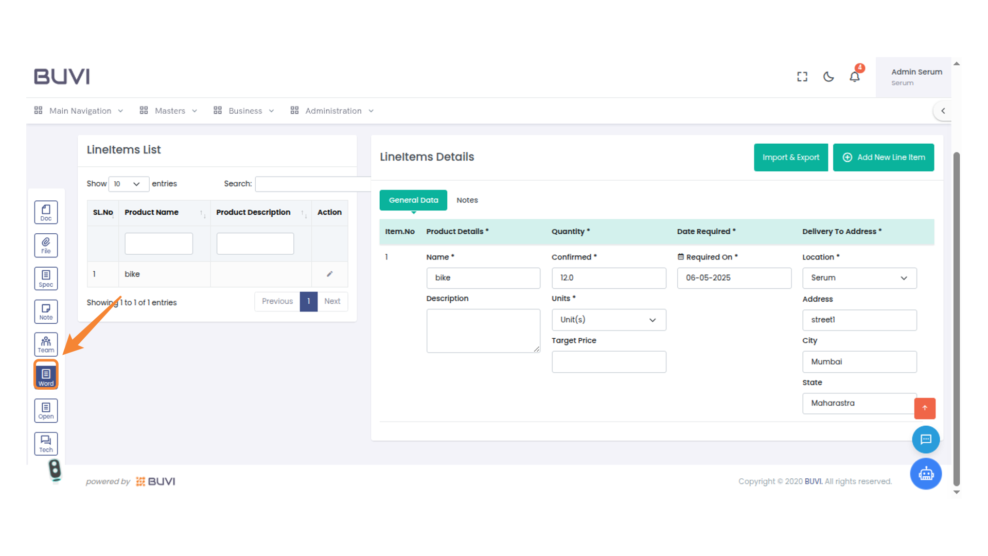 Word Icon in Sidebar