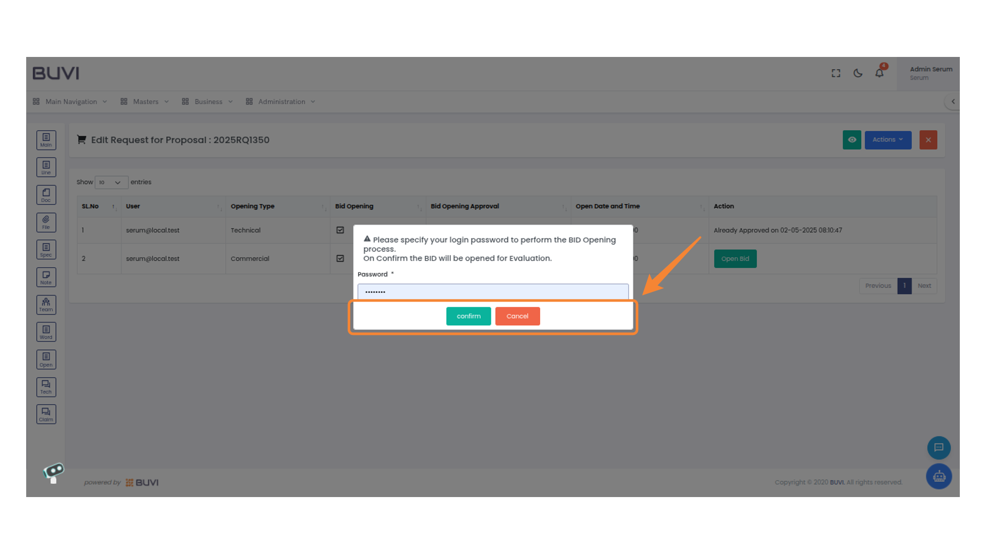 Bid Confirmation Prompt