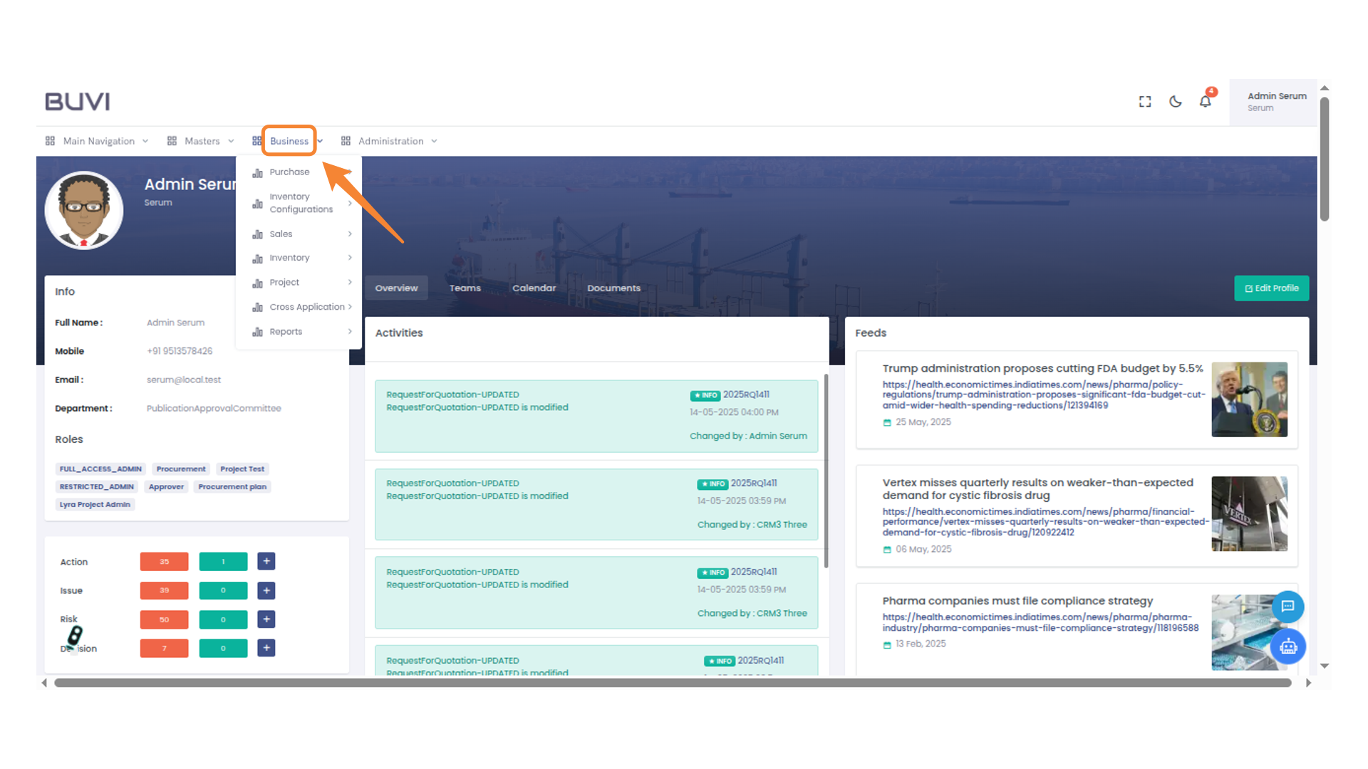 Access Business Menu