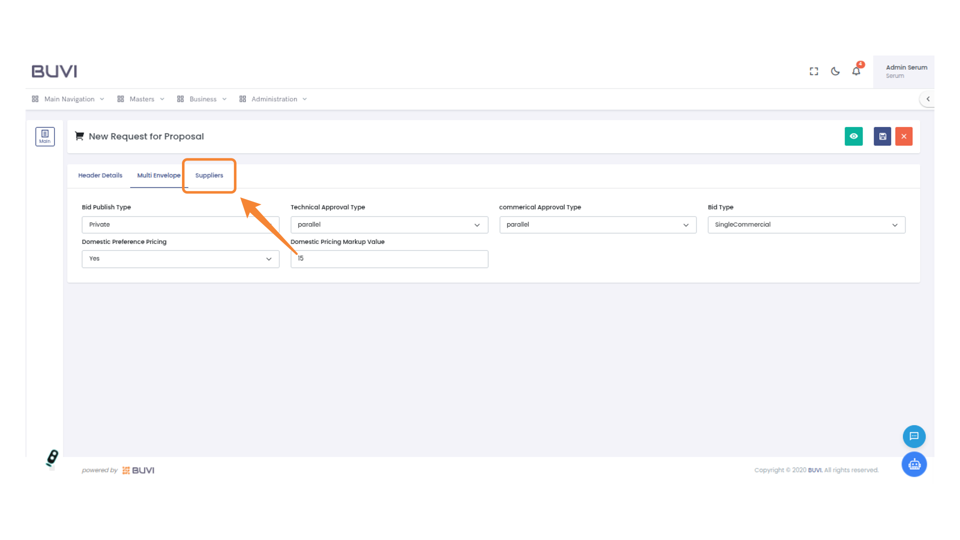 Access Suppliers Tab