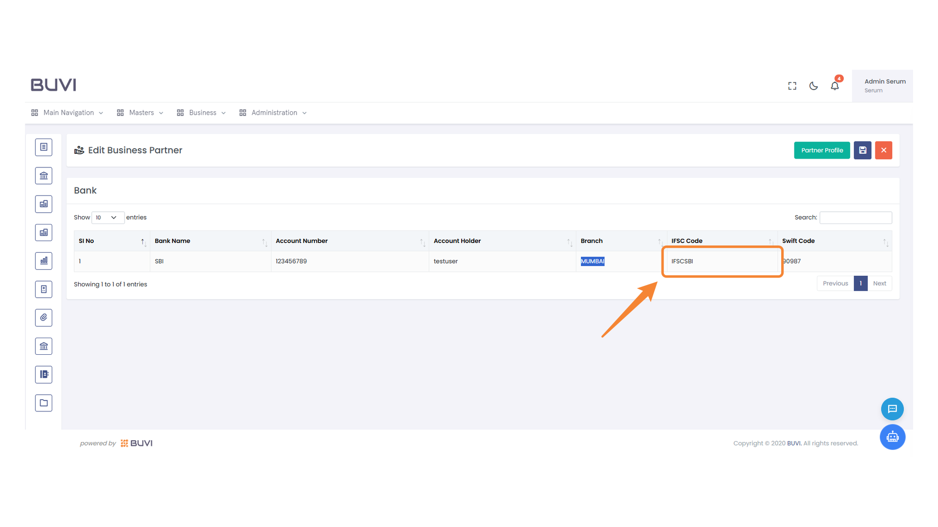 Bank Details Section