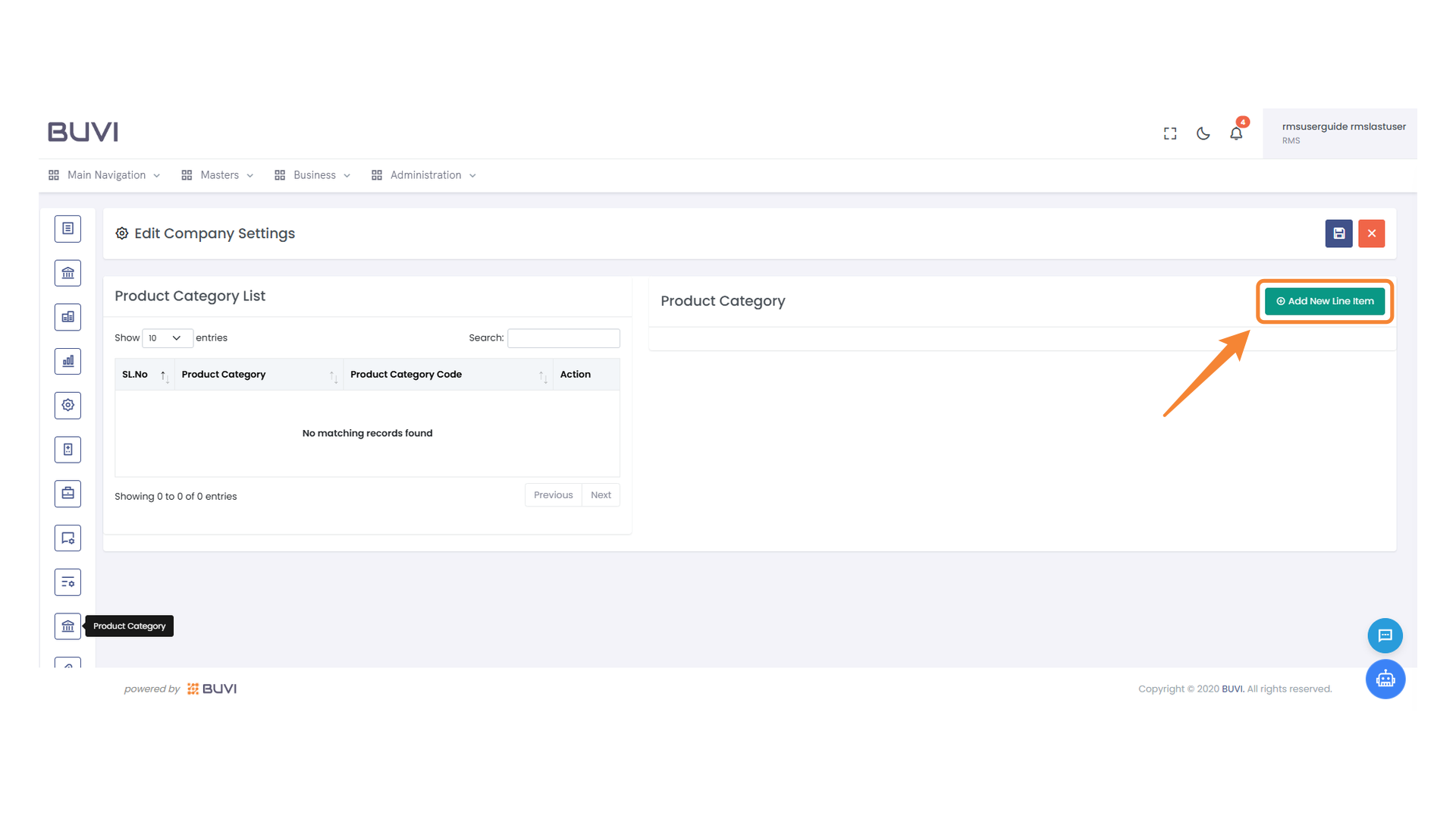 Add New Line Item Button