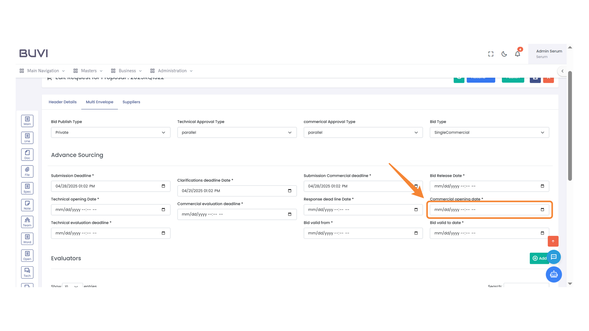 Commercial Opening Date Input