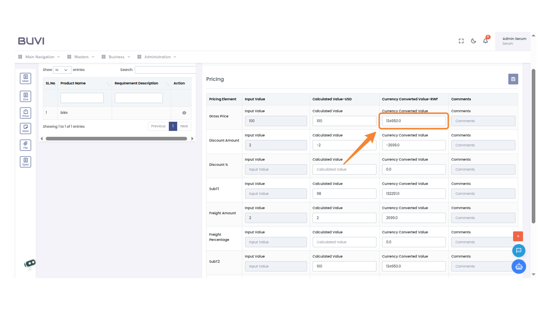 Currency Converted Value Display