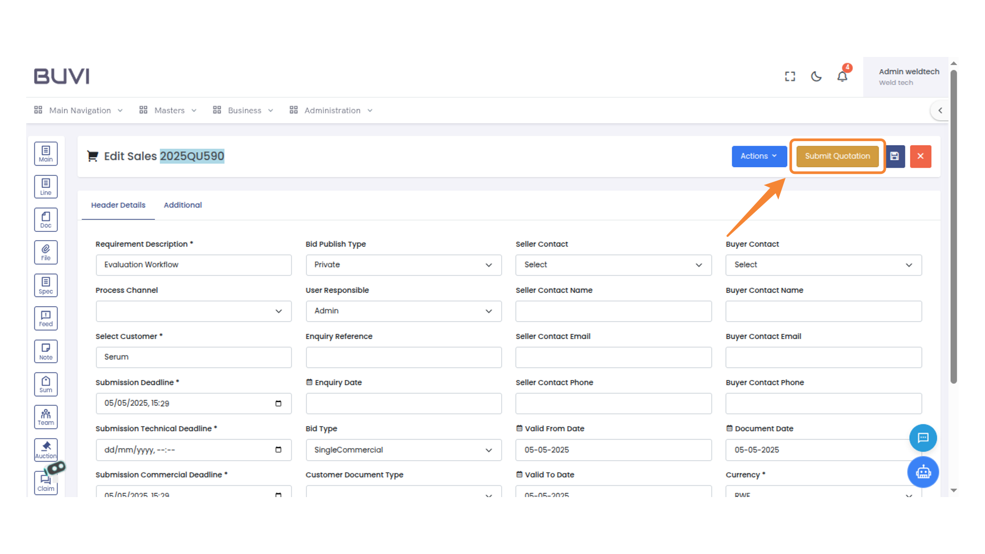 Submit Quotation Button