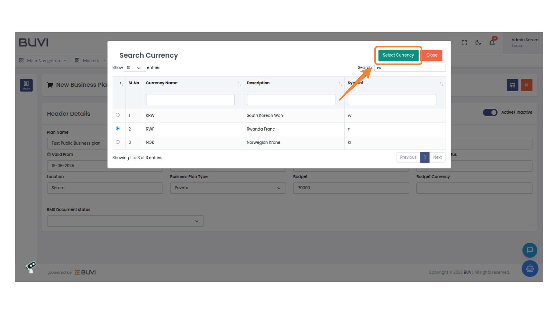Confirm Currency Selection