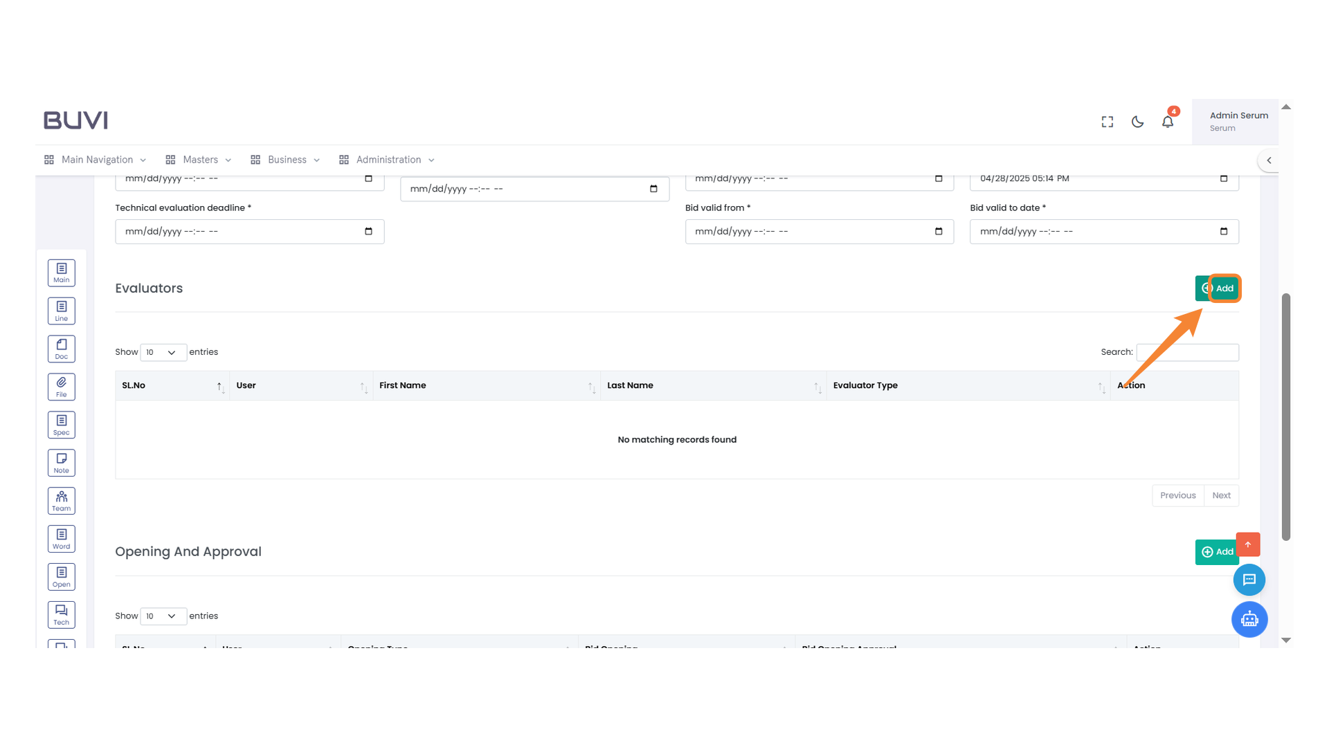 Add Evaluator Button