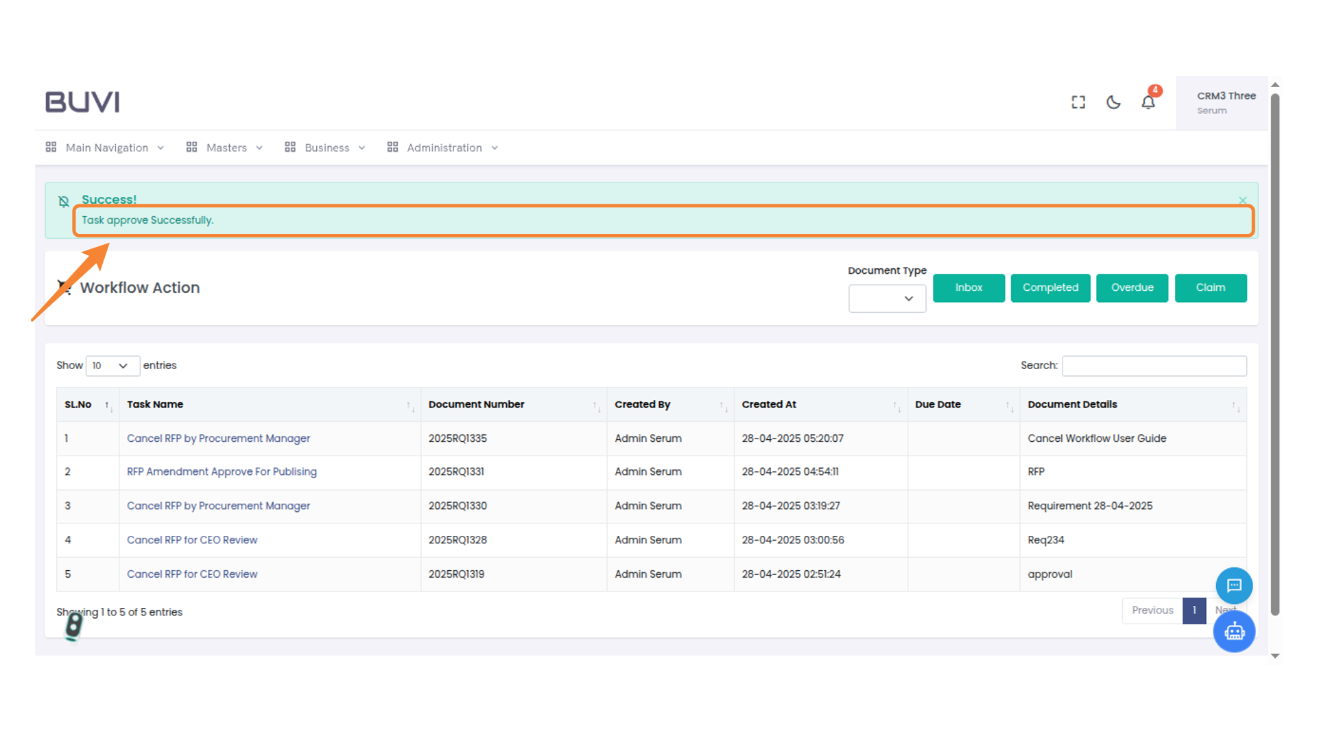 Task Approval Notification