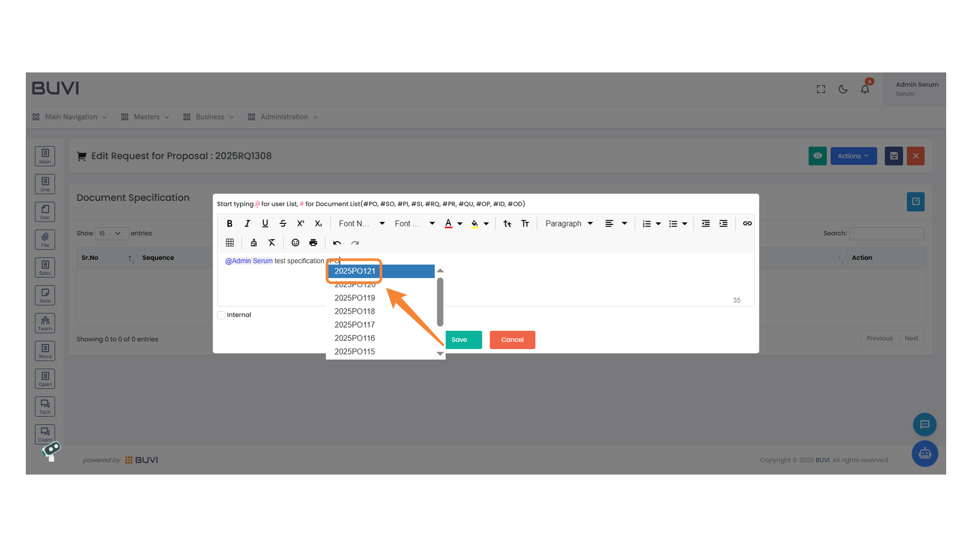 Selecting Document Specification