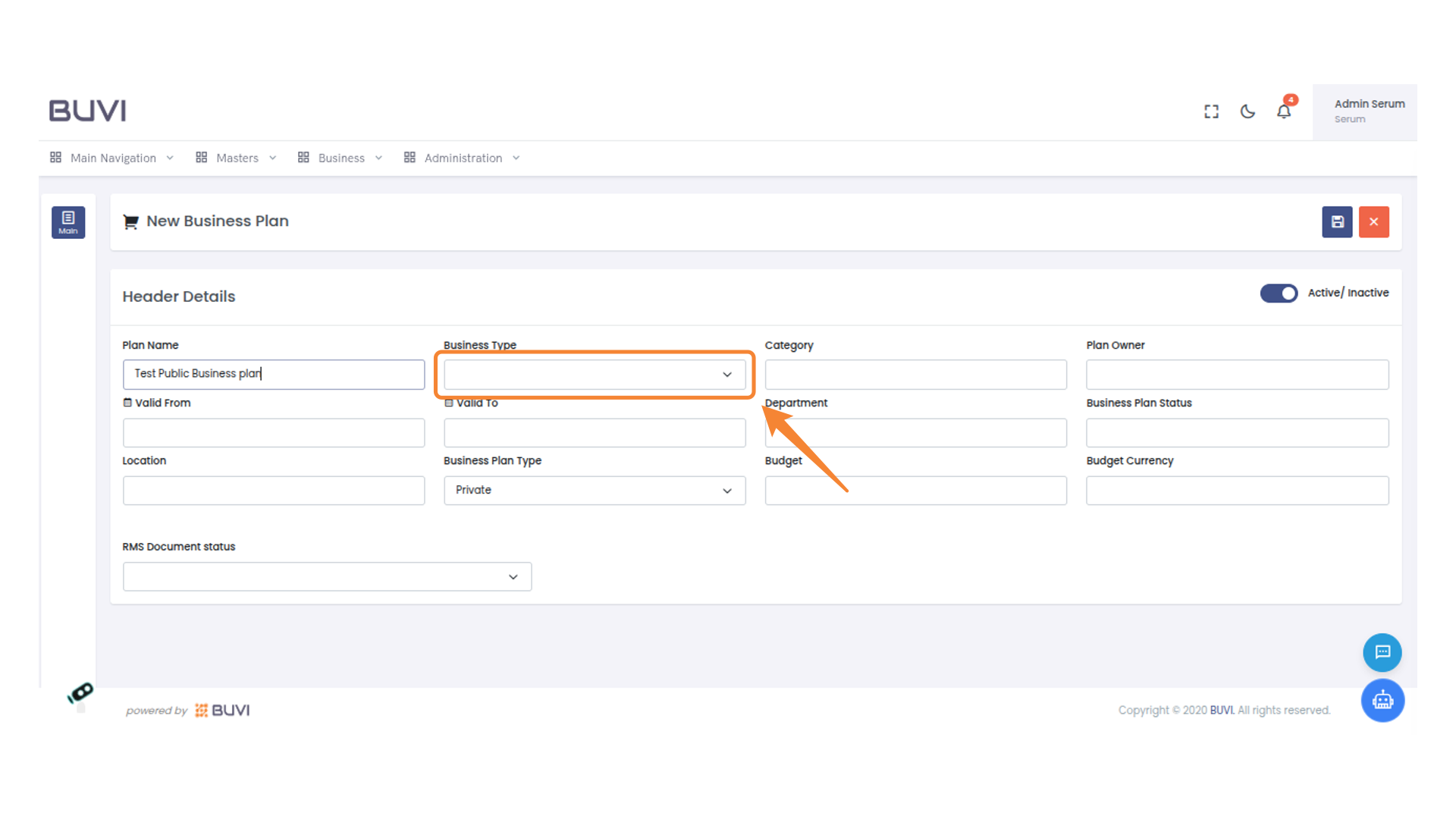 Select Business Type