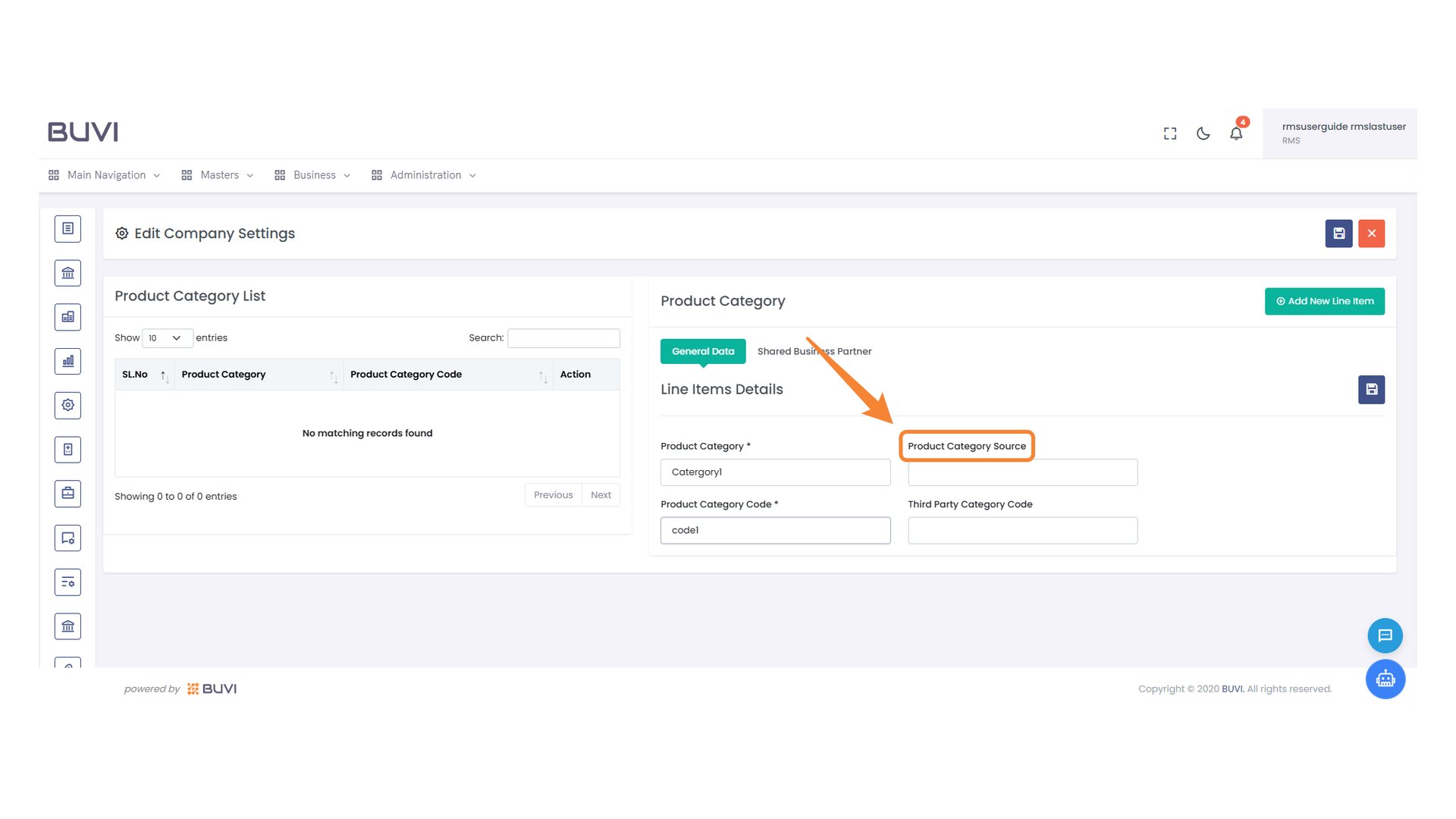 Product Category Source Field