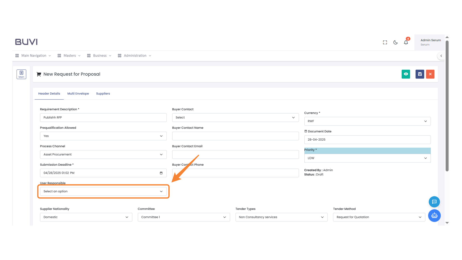User Selection Dropdown