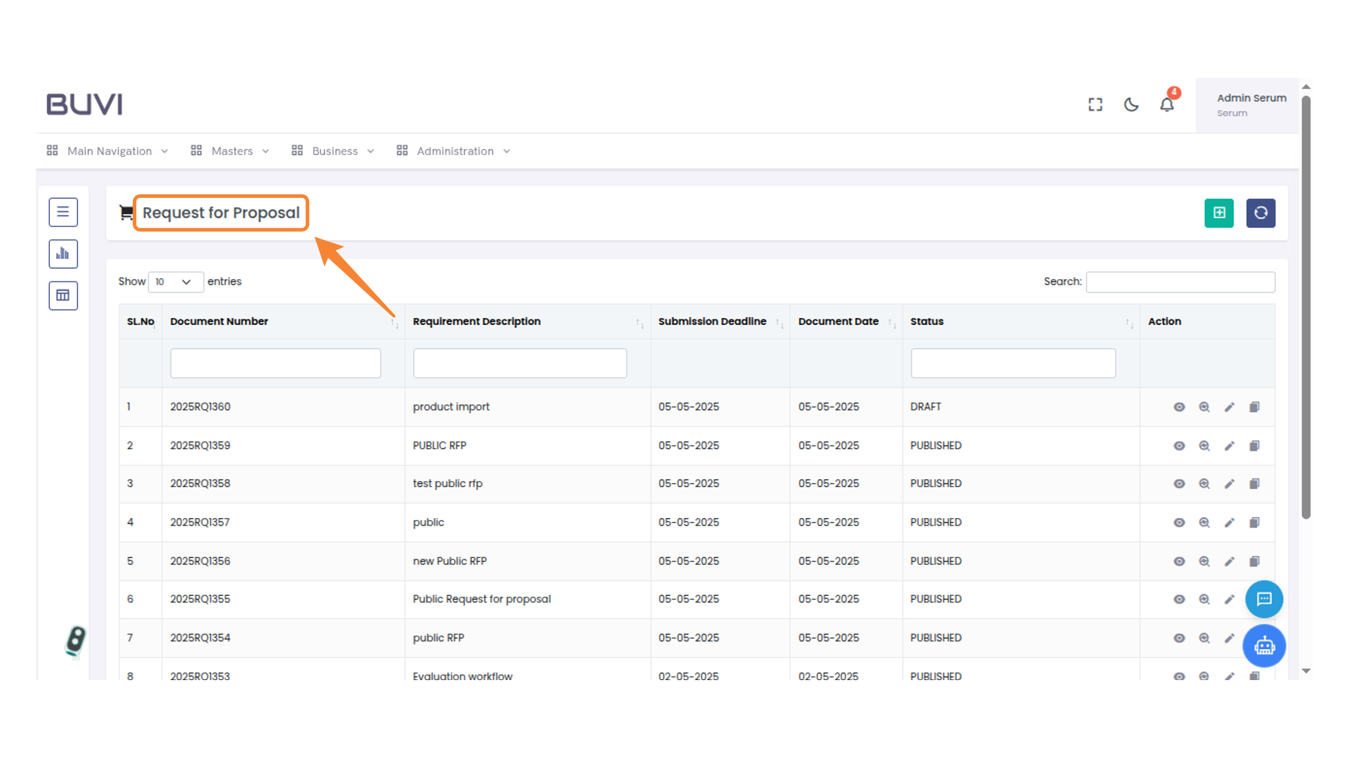 Request for Proposal Header