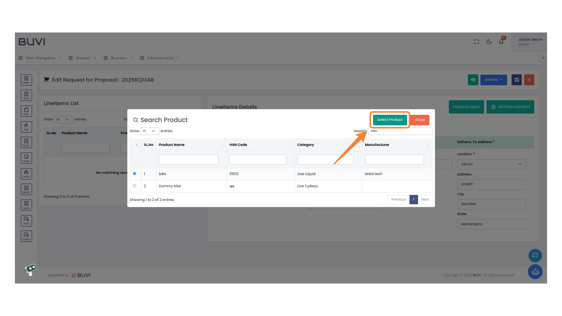 Product Selection Button