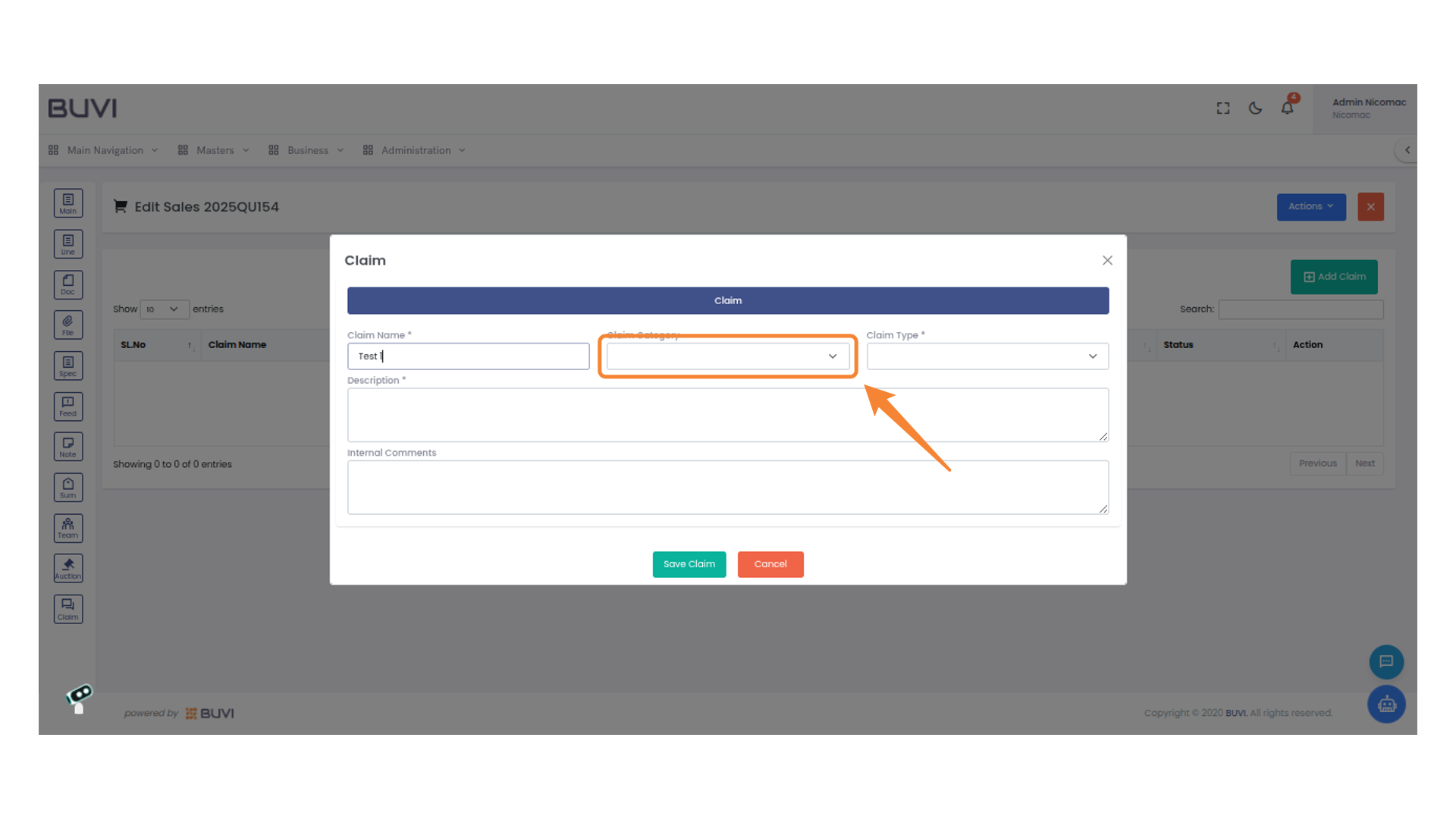 Select Claim Category
