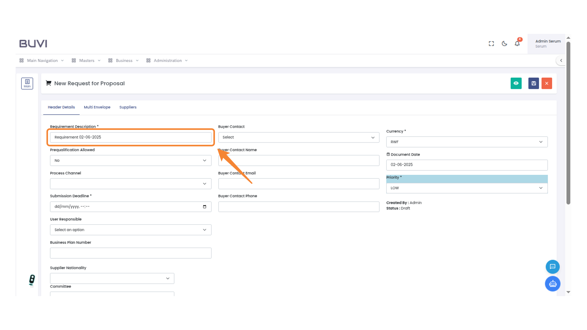 Specify Requirement Date