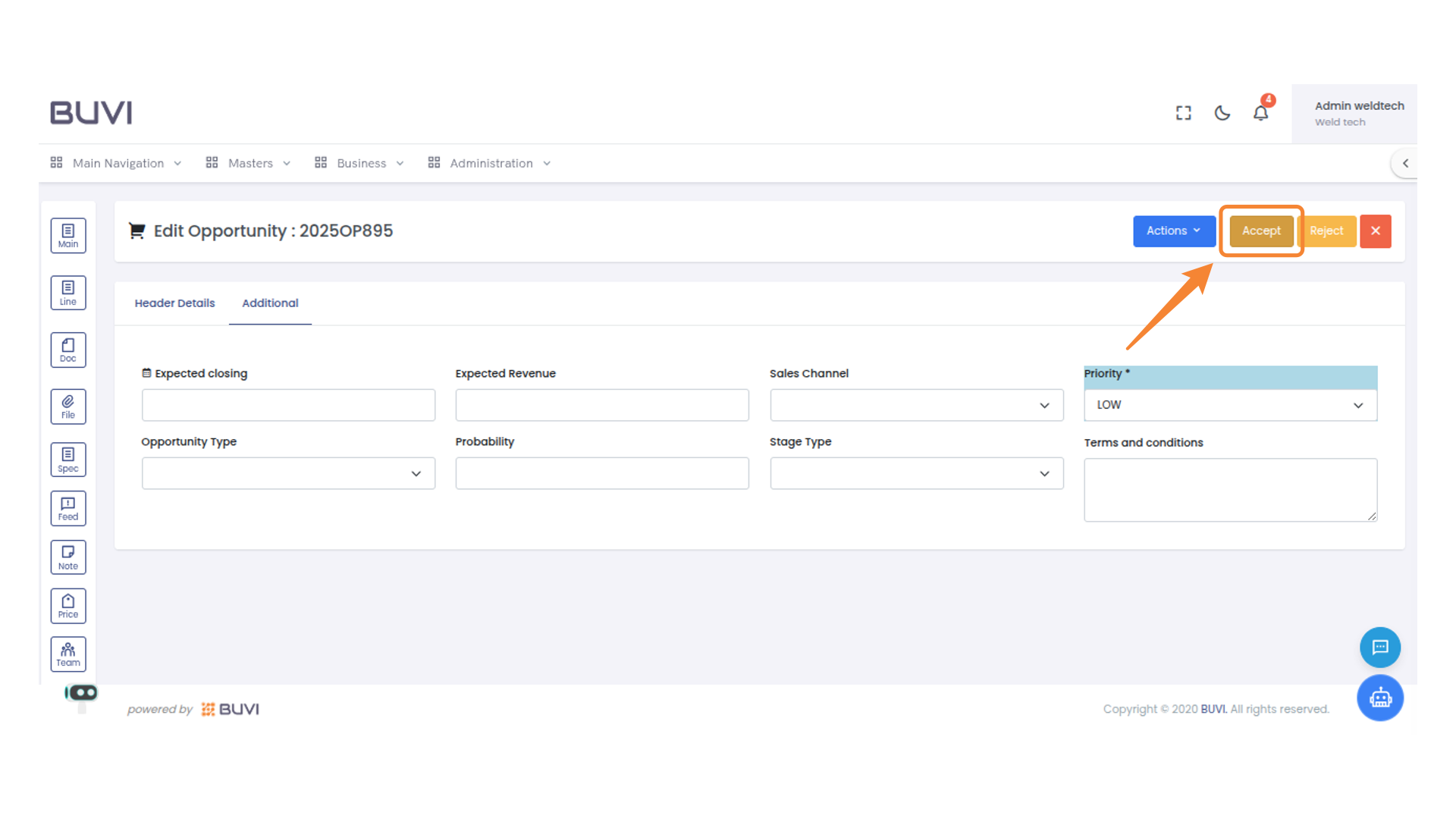 Accept Button Highlighted