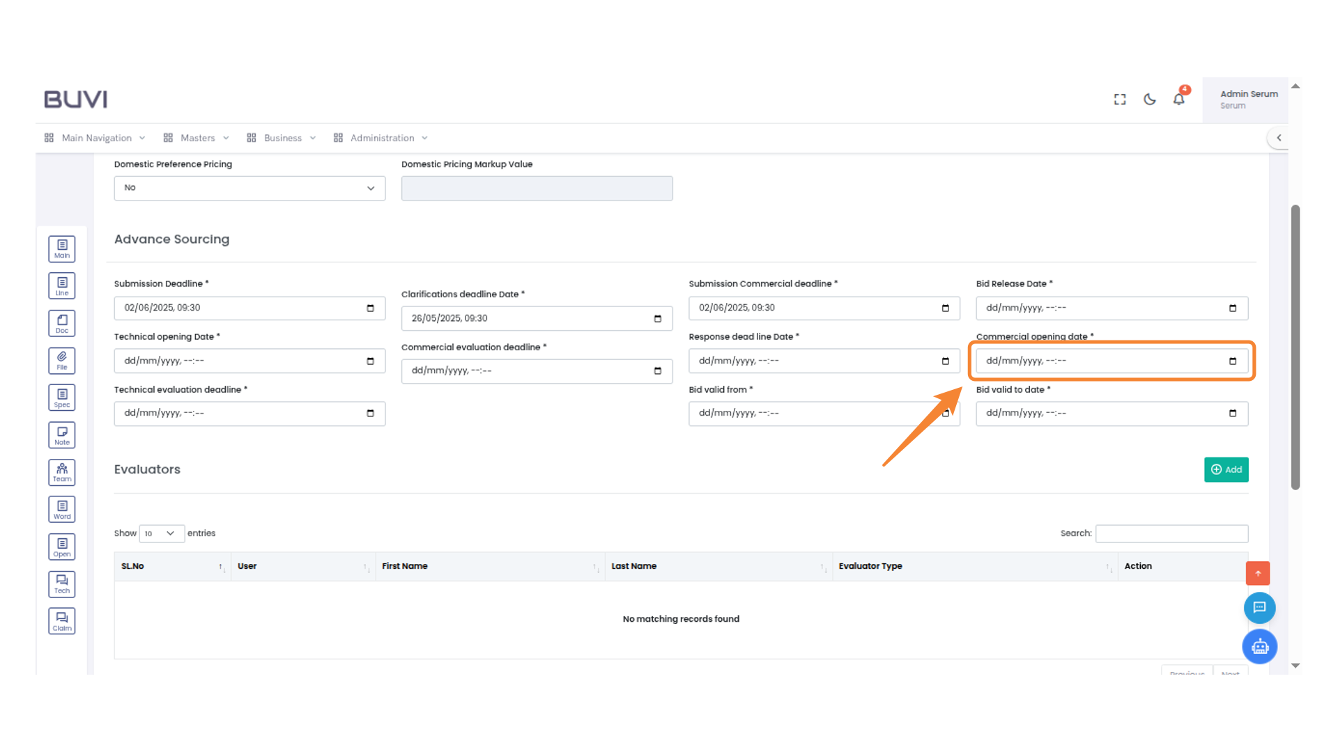 Set Commercial Opening Date