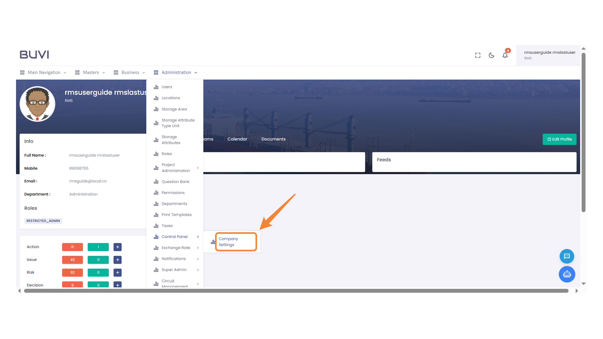 Company Settings Section