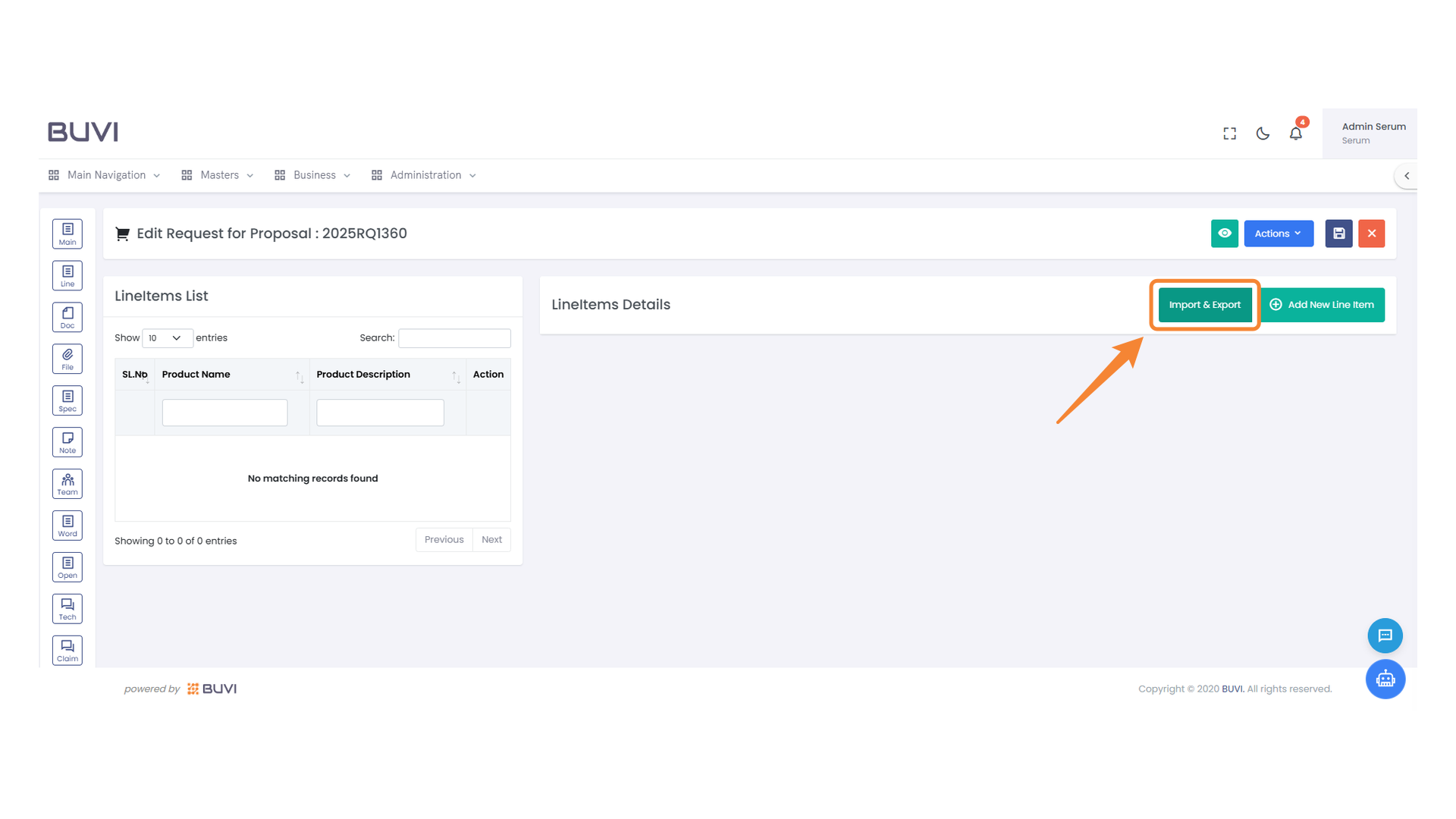 Import &amp; Export Button