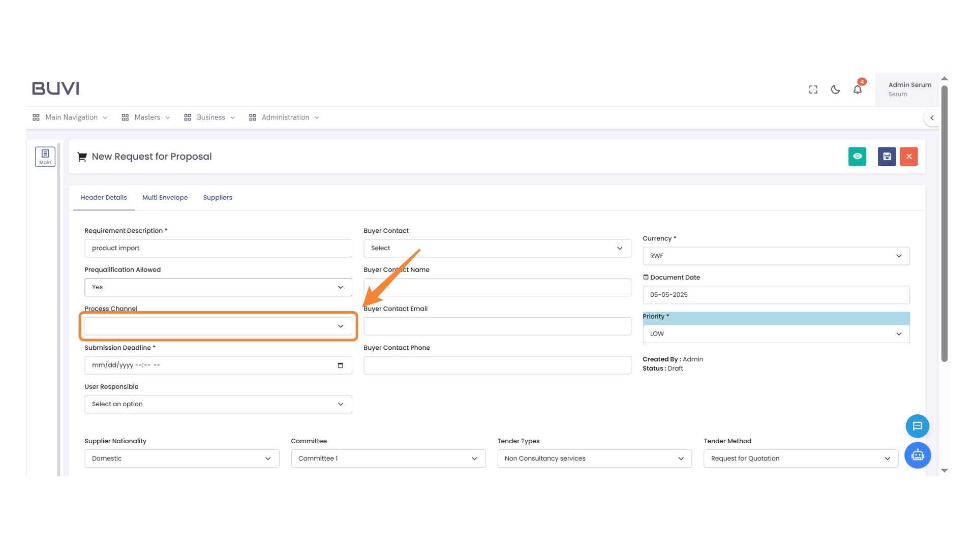 Process Channel Selection