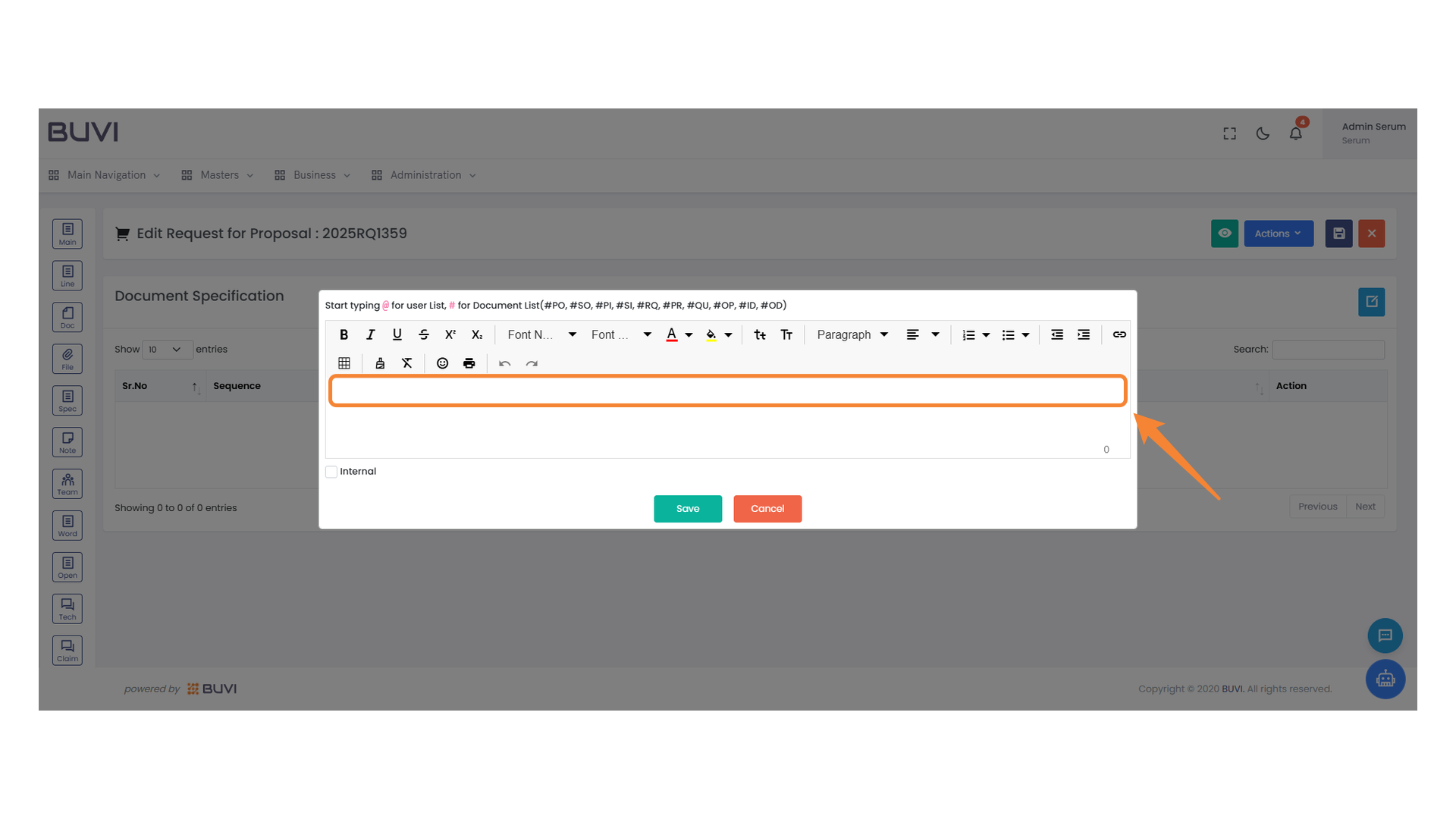 Document Editing Section