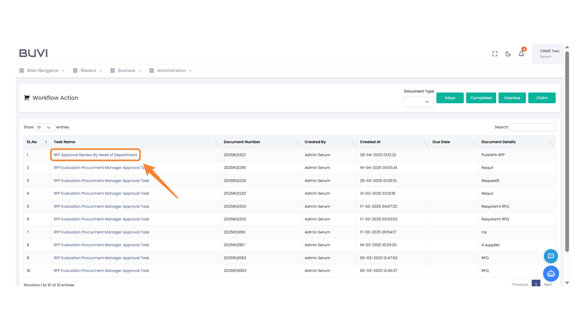 RFP Approval Review Task